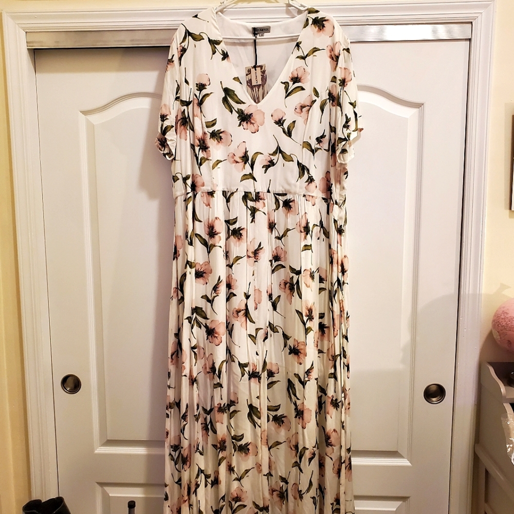 Alice&You Cream & Pink Floral Dress - 20W
